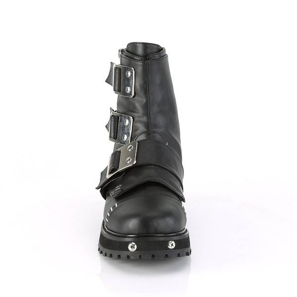 Demonia Valor-150 Black Vegan Leather Stiefel Herren D473-285 Gothic Halbhohe Stiefel Schwarz Deutschland SALE
